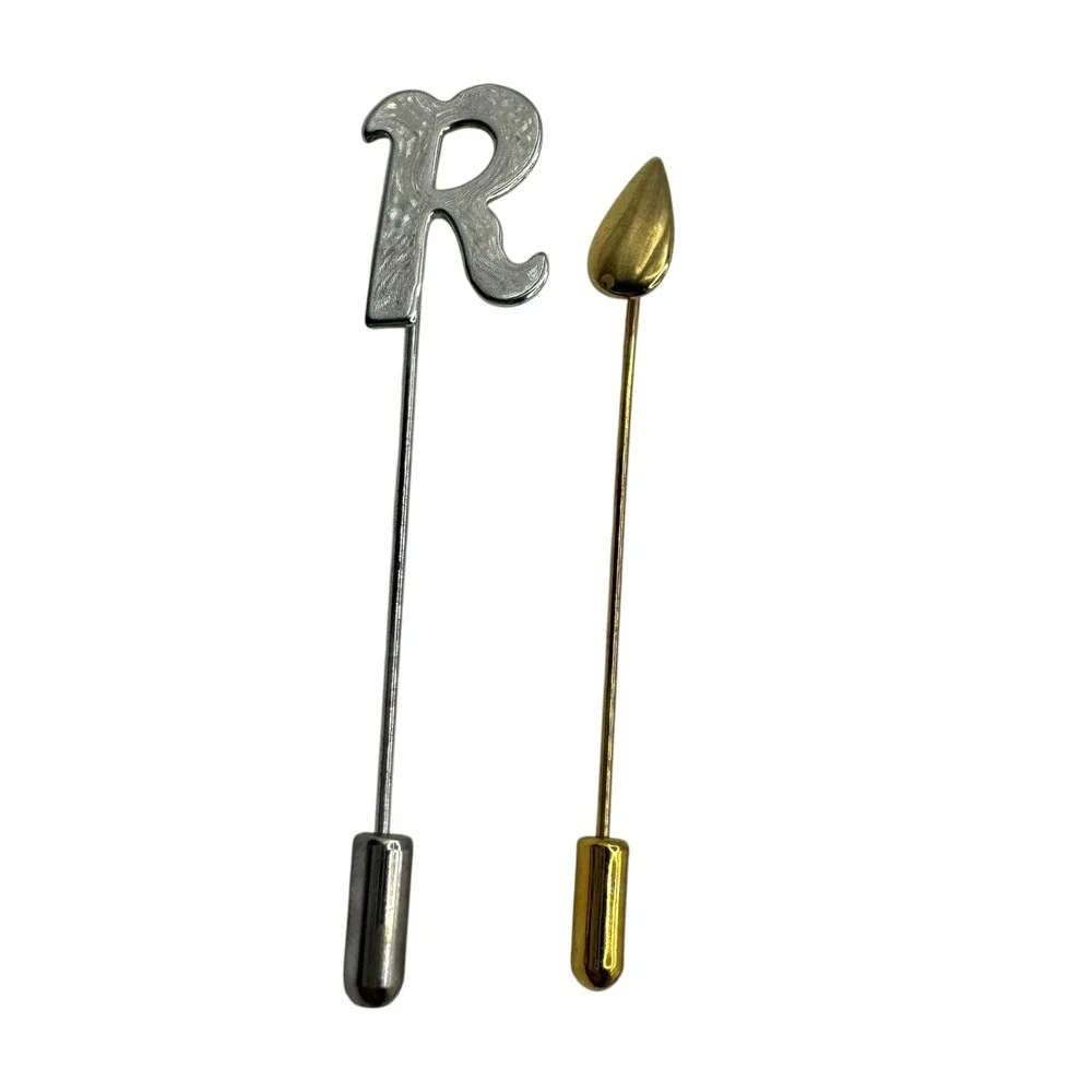 Mens Lapel Pin Set Initial R Letter Monogram Dress Shirt Tie Accessory D14Q